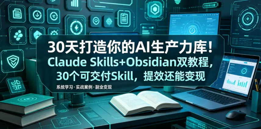 30天打造你的AI生产力库！Claude Skills+Obsidian 双教程，30 个可交付 Skill，提效还能变现-梦帆创业网