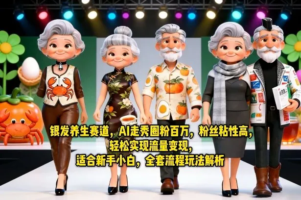 银发养生赛道，AI走秀圈粉百万，粉丝粘性高，轻松实现流量变现，适合新手小白，全套流程玩法解析-梦帆创业网