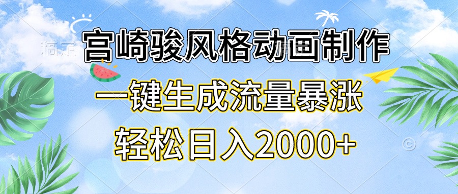 （13386期）宫崎骏风格动画制作，一键生成流量暴涨，轻松日入2000+-梦帆创业网