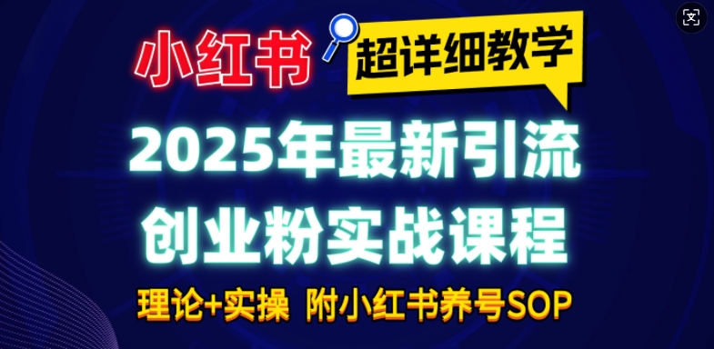 2025年最新小红书引流创业粉实战课程【超详细教学】小白轻松上手，月入1W+，附小红书养号SOP-梦帆创业网