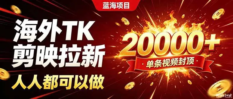 （19994期）海外TK拉新新玩法，剪映就能做，不用经验不用粉丝，单条视频收益上限20000+-梦帆创业网
