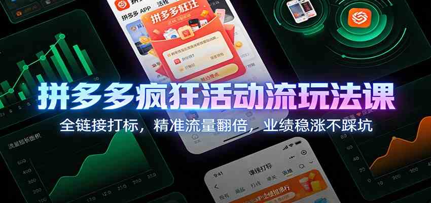 拼多多疯狂活动流玩法课：全链接打标，精准流量翻倍，业绩稳涨不踩坑-梦帆创业网