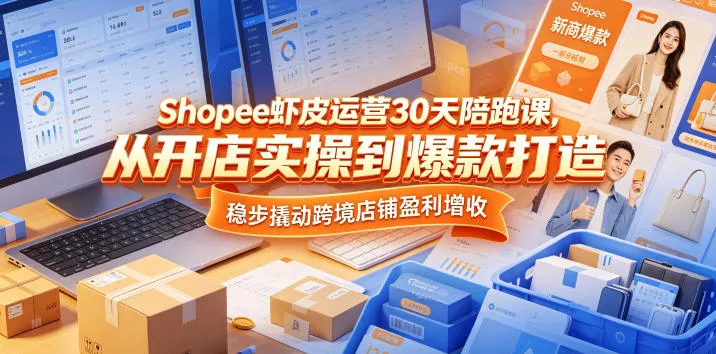 Shopee虾皮运营30天陪跑课，从开店实操到爆款打造，稳步撬动跨境店铺盈利增收-梦帆创业网