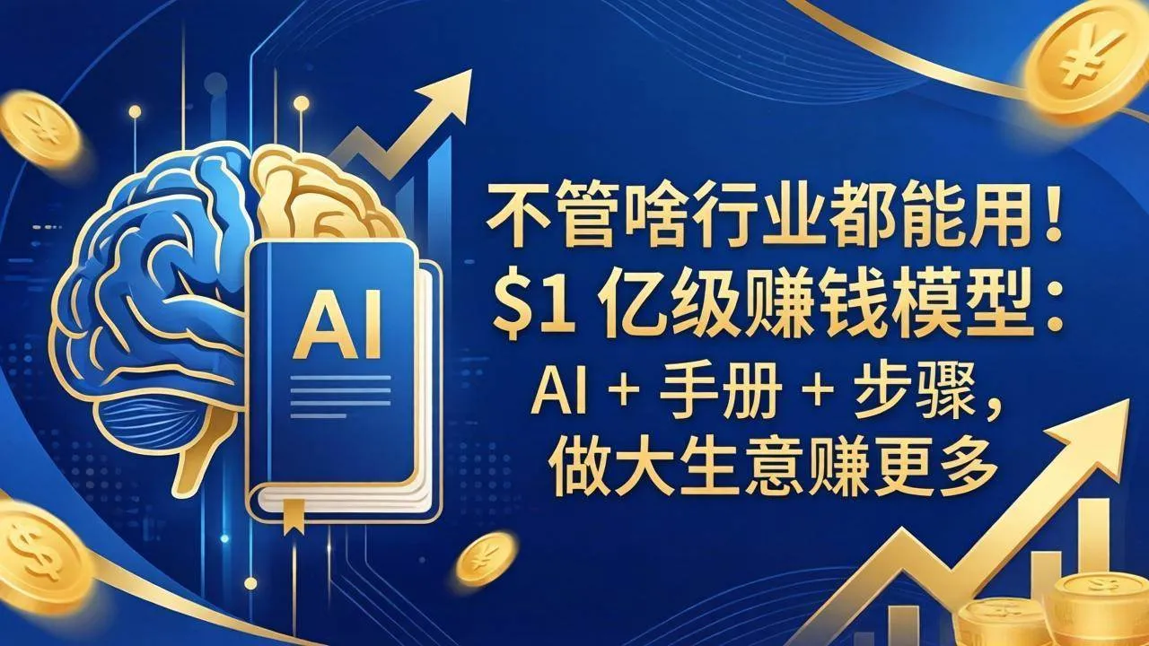 （18055期）不管啥行业都能用！$1 亿级赚钱模型：AI + 手册 + 步骤，做大生意赚更多-梦帆创业网