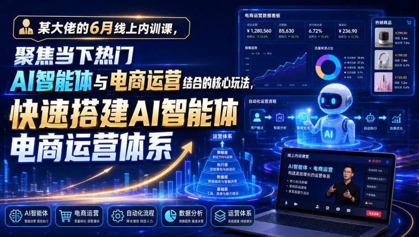 某大佬的6月线上内训课，聚焦当下热门AI智能体与电商运营结合的核心玩法，快速搭建AI智能体电商运营体系-梦帆创业网