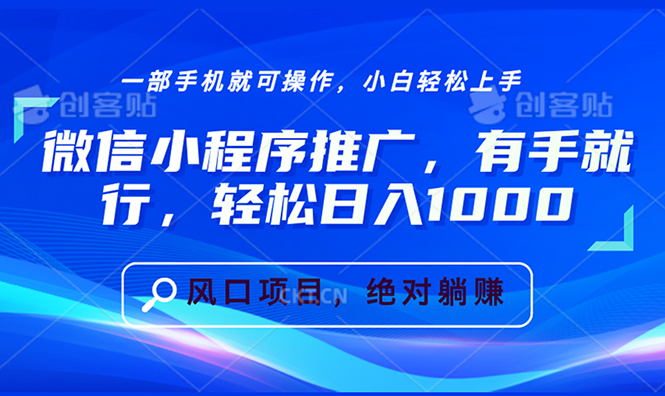 （13709期）微信小程序推广，有手就行，轻松日入1000+-梦帆创业网