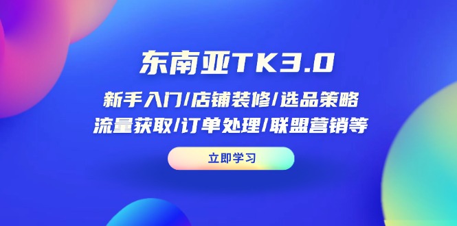 东南亚TK3.0：新手入门/店铺装修/选品策略/流量获取/订单处理/联盟营销等-梦帆创业网