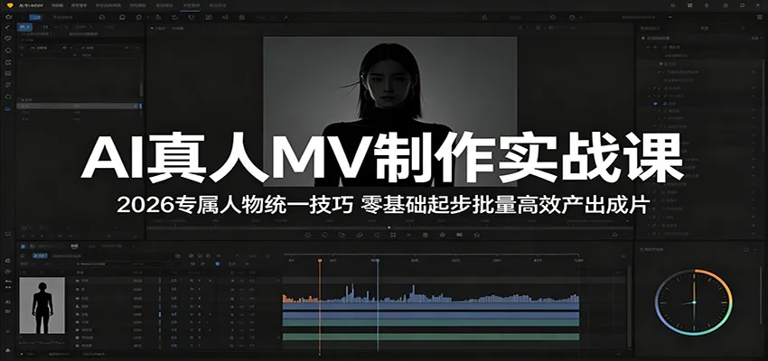 AI真人MV制作实战课：2026专属人物统一技巧，零基础起步批量高效产出成片-梦帆创业网