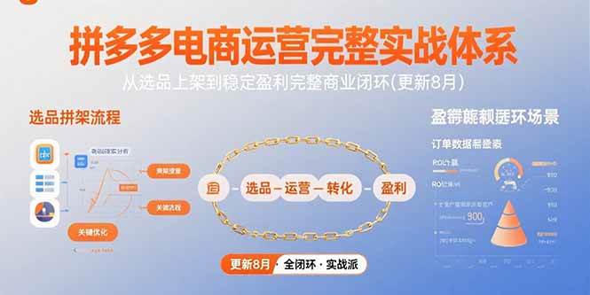 （15579期）拼多多电商运营完整实战体系，从选品上架到稳定盈利完整商业闭环(更新8月)-梦帆创业网