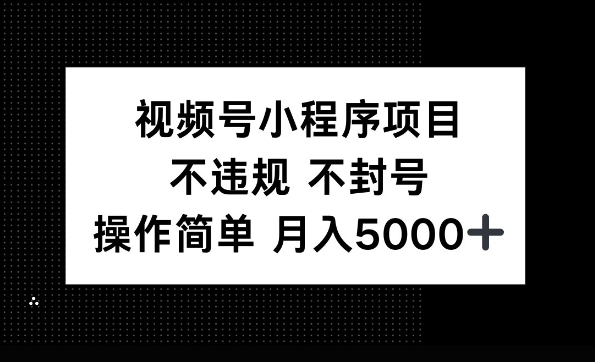 视频号小程序项目，不违规不封号，操作简单 月入5000+-梦帆创业网