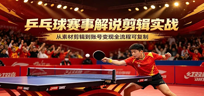 乒乓球赛事解说剪辑实战，从素材剪辑到账号变现全流程可复制-梦帆创业网