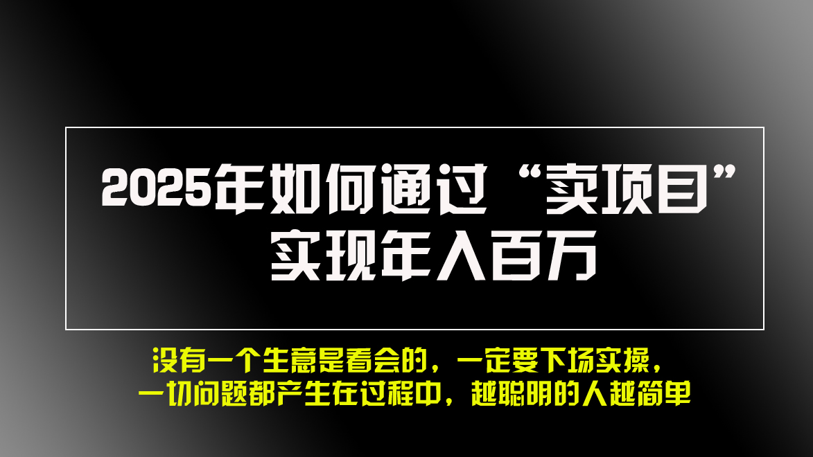 （13468期）2025年如何通过“卖项目”实现年入百万，做网赚必看！！-梦帆创业网