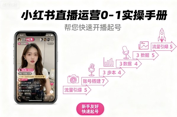 小红书直播运营0-1实操手册，帮您快速开播起号-梦帆创业网