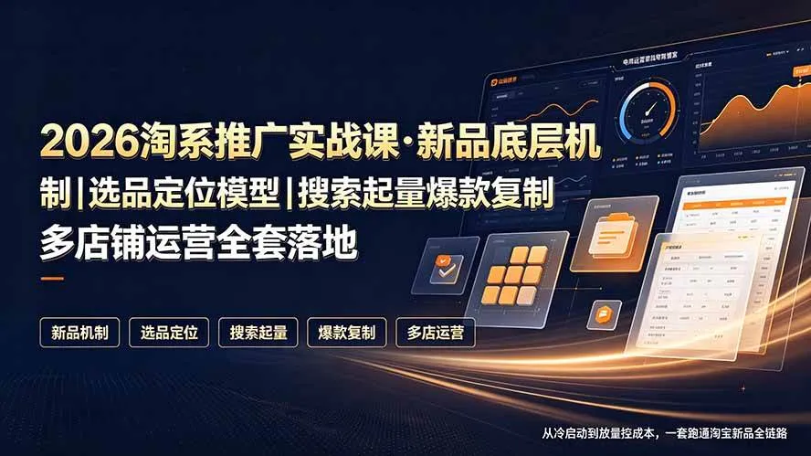 （19272期）2026淘系推广实战课·新品底层机制｜选品定位模型｜搜索起量爆款复制多店铺运营全套落地教程-梦帆创业网