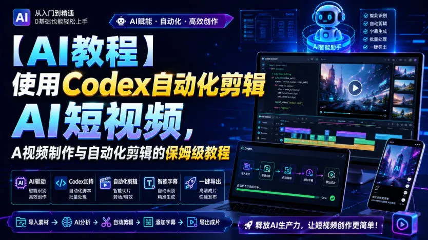 【AI教程】使用Codex自动化剪辑AI短视频，AI视频制作与自动化剪辑的保姆级教程-梦帆创业网