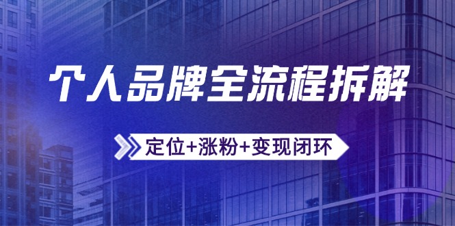 个人品牌全流程拆解：定位+涨粉+变现闭环，微信生态运营与资源整合-梦帆创业网