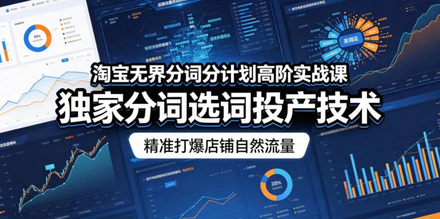 淘宝无界分词分计划高阶实战课，独家分词选词投产技术，精准打爆店铺自然流量-梦帆创业网