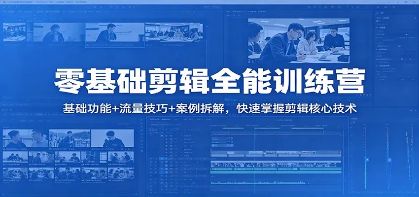 零基础剪辑全能训练营：基础功能+流量技巧+案例拆解，快速掌握剪辑核心技术-梦帆创业网