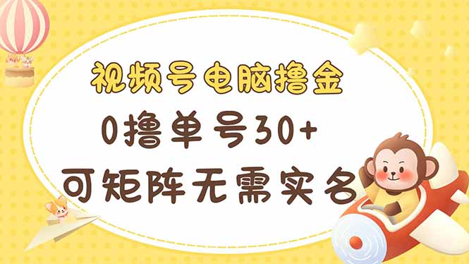 视频号电脑撸金 0撸单号30+ 可矩阵 无需实名多号多得-梦帆创业网