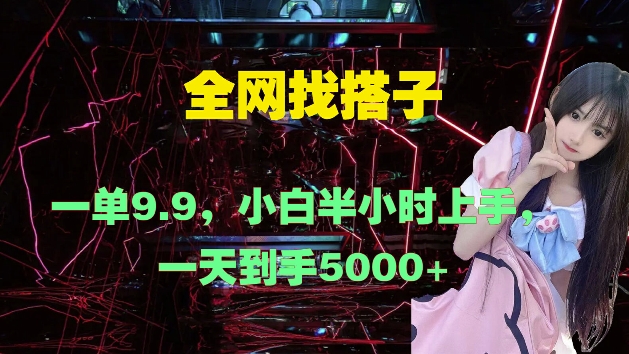 全网找搭子，一单9.9.小白半小时上手，一天到手几张-梦帆创业网