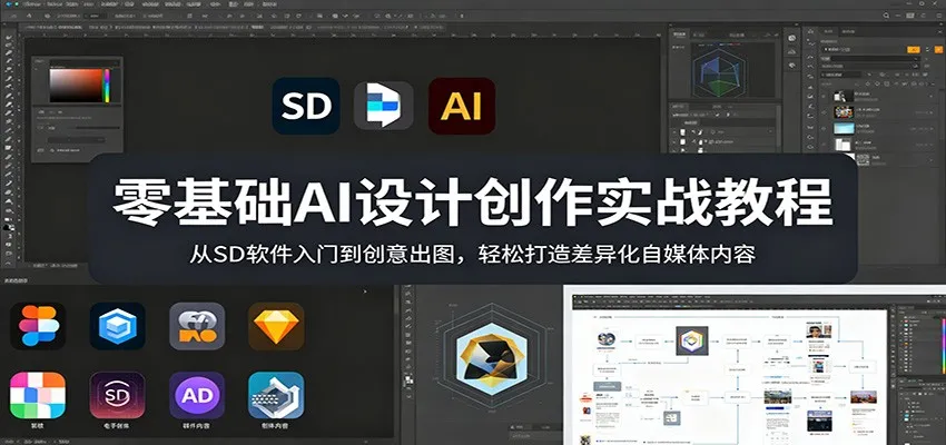 零基础AI设计创作实战教程：从SD软件入门到创意出图，轻松打造差异化自媒体内容-梦帆创业网