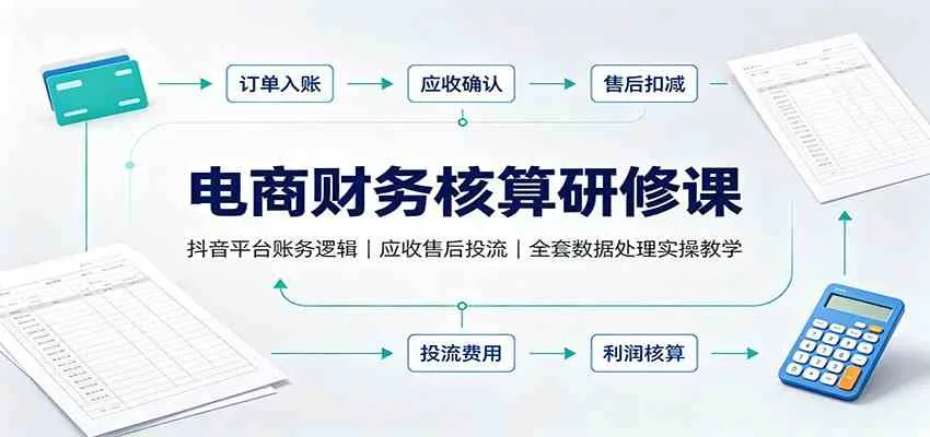 电商财务核算研修课:抖音平台账务逻辑,应收售后投流,全套数据处理实操教学 电商财务核算研修课:抖音平台账务逻辑,应收售后投流,全套数据处理实操教学