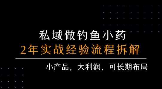 私域做钓鱼小药 每单利润3张+ 详细流程拆解-梦帆创业网