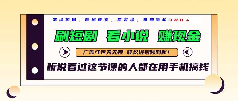 最新短剧平台，刷短剧，看小说，赚现金，一部手机日入300+-梦帆创业网