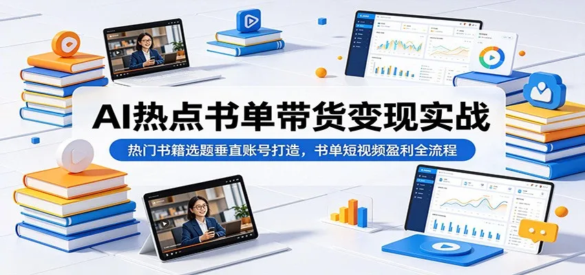 AI热点书单带货变现实战：热门书籍选题垂直账号打造，书单短视频盈利全流程-梦帆创业网