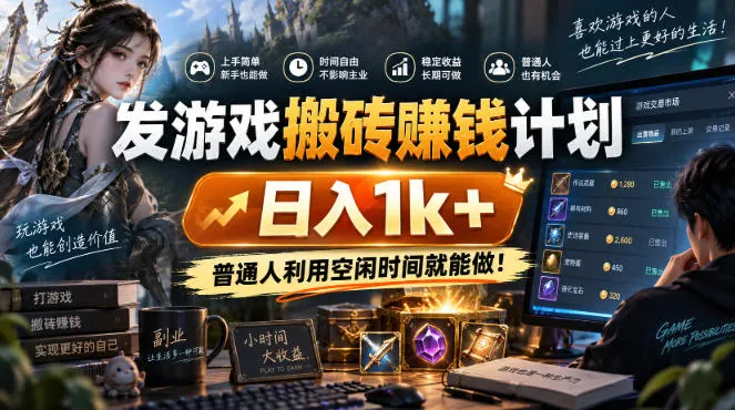 发游戏搬砖賺钱计划,日入1k+,普通人利用空闲时间就能做!【揭秘】 发游戏搬砖賺钱计划,日入1k+,普通人利用空闲时间就能做!【揭秘】