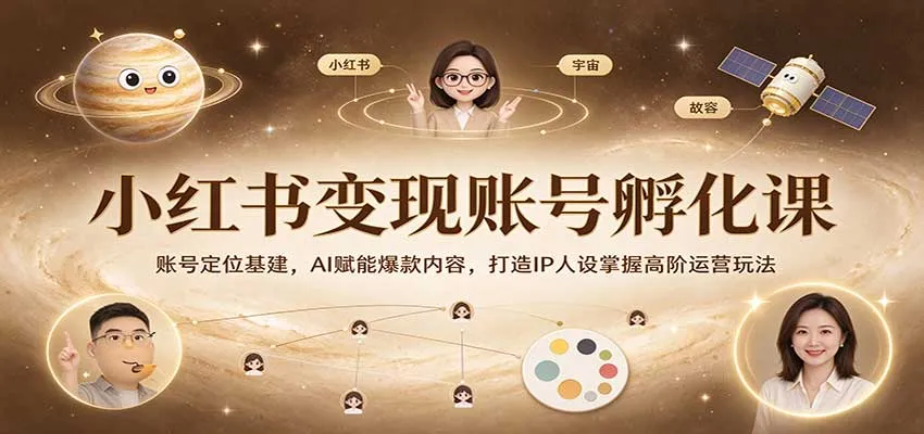 小红书变现账号孵化课：账号定位基建，AI赋能爆款内容，打造IP人设掌握高阶运营玩法-梦帆创业网