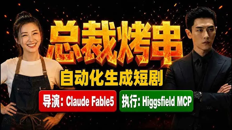 （19541期）《总裁烤串》真人短剧全自动诞生！Claude Fable5 当导演，Higgsfield MCP 执行！-梦帆创业网