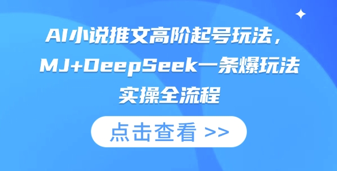 AI小说推文高阶起号玩法，MJ+DeepSeek一条爆玩法实操全流程-梦帆创业网