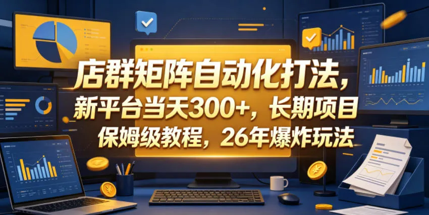 店群矩阵自动化打法，新平台当天300+，长期项目，保姆级教程，26年爆炸玩法【揭秘】-梦帆创业网
