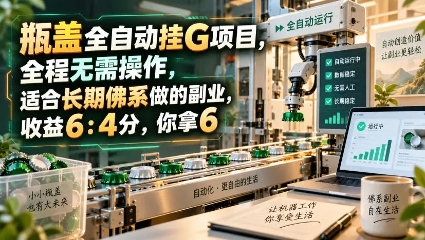 瓶盖全自动挂G项目，全程无需操作，适合长期佛系做的副业，收益6：4分，你拿6【揭秘】-梦帆创业网