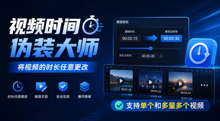 视频时间伪装大师，将视频的时长任意更改，支持单个和多量多个视频-梦帆创业网