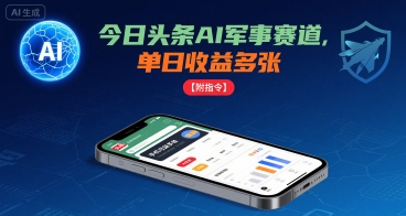 今日头条AI军事赛道，单日收益多张 ，手机可做【附指令】-梦帆创业网