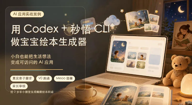 AI应用实战案例，用Codex+秒悟CLl做宝宝绘本生成器，小白也能把生活想法变成可访问的AI应用-梦帆创业网