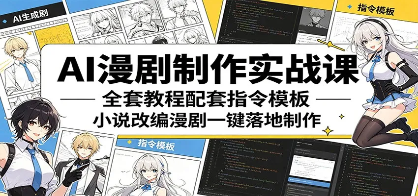 AI漫剧制作实战课：全套教程配套指令模板，小说改编漫剧一键落地制作-梦帆创业网