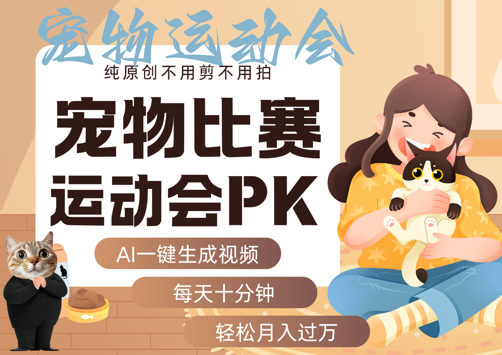 AI萌宠运动员跳水 射击 篮球 足球比赛 每天十分钟 附详细提示词文案库 代替做…-梦帆创业网