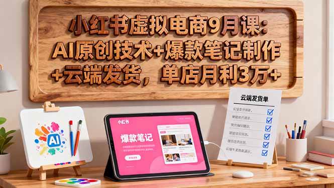 （16287期）小红书虚拟电商9月课：AI原创技术+爆款笔记制作+云端发货，单店月利3万+-梦帆创业网
