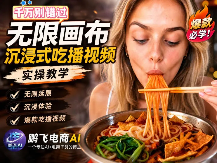 保姆级教程｜用AI无线画布做沉浸式吃播，3步直接出片，无线画布工作流，操作简单好上手-梦帆创业网