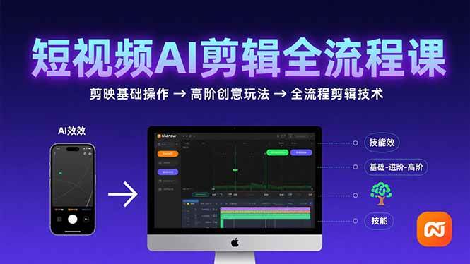 （15647期）短视频AI剪辑技能，从剪映基础操作到高阶创意玩法，全流程剪辑技术-梦帆创业网