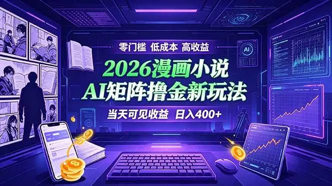 （19219期）爆款小说漫画大阅读 ai矩阵操作 当天可见收益 日入400+ 零门槛 高收益-梦帆创业网