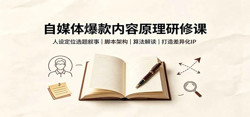 自媒体爆款内容原理研修课：人设定位选题叙事，脚本架构，算法解读打造差异化IP-梦帆创业网