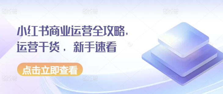 小红书商业运营全攻略，运营干货 ，新手速看-梦帆创业网