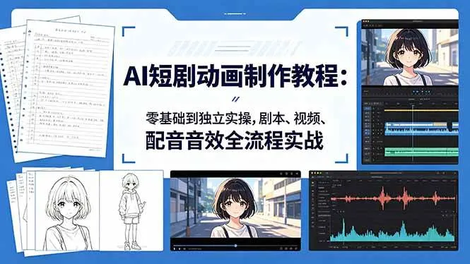 （18351期）AI短剧动画制作教程：零基础到独立实操，剧本、视频、配音音效全流程实战-梦帆创业网