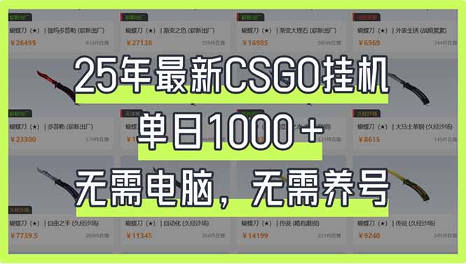 25年最新CSGO挂机系统，单日1000+，无需电脑，无需养号，0基础可上手-梦帆创业网