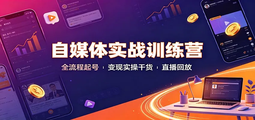 自媒体实战训练营：全流程起号变现实操干货直播回放-梦帆创业网