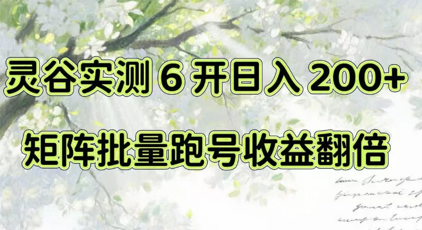 一台电脑就能做！灵谷实测6开日入200+，矩阵批量跑号收益翻倍【揭秘】-梦帆创业网